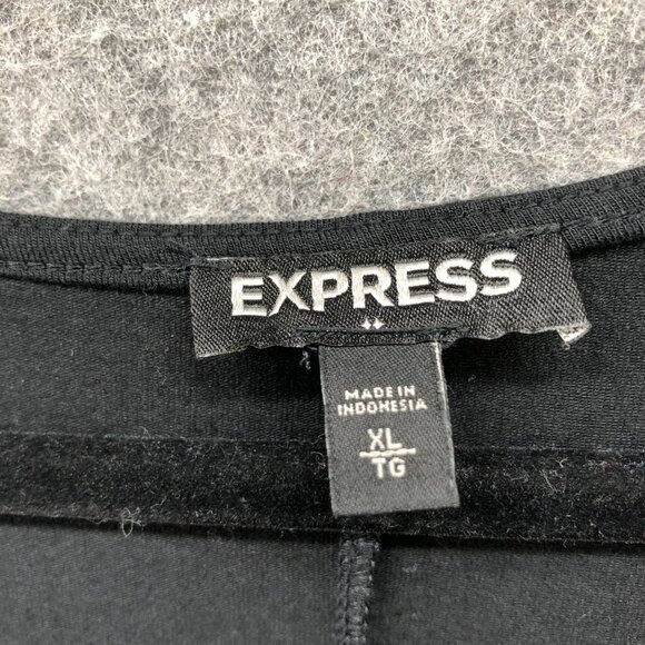 Express Long Sleeve T Shirt Dress Womens XL Black V-Neck Modal Blend Mini - Picture 5 of 8